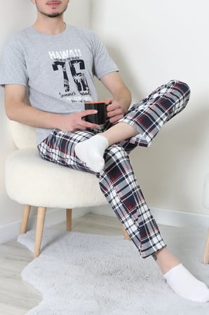 Modi Green Süprem Erkek Pijama Takımı Grikırmızı - 42789.1838.