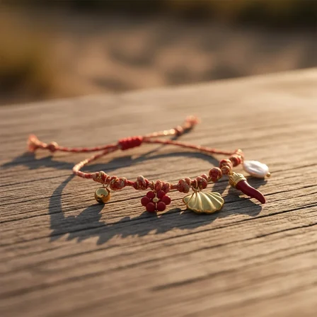 Çelik Summer Charms Kırmızı Bileklik Altın Renk