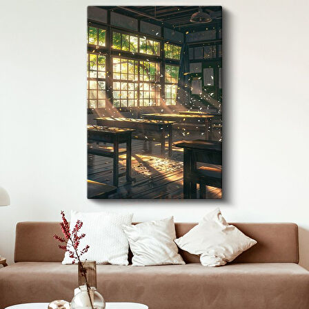 Nostaljik Sınıf - Altın Işık Huzmeleri Anime Kanvas Tablo