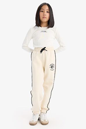 DeFacto Kız Çocuk Beli Lastikli Baskılı Pamuklu Jogger Eşofman Altı D8092A824WNER83