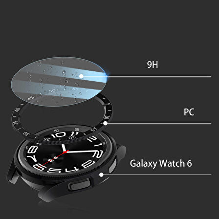 Gpack Samsung Galaxy Watch 6 Classic 43mm Sert Kasa Ve Ekran Koruyuculu Rakamlı Gard 29