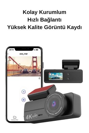 Bagajon Castu C9 Dash Cam 4k Ultra HD Araç Kamerası Kaza Güvenlik Kamerası Wifi & APP Destekli Video Kaydedici 