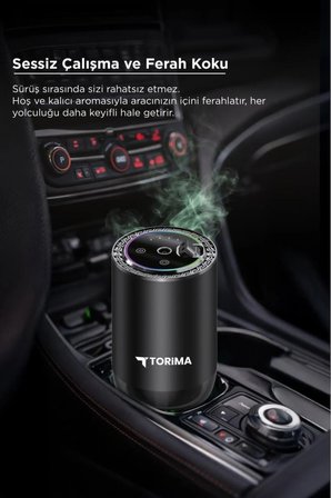 Torima TCF-04 Araç İçi Hava Nemlendirici & Hareket Algılamalı Koku Makinesi Cologne Esansı – Aromaterapi Difüzör Araç Kokusu