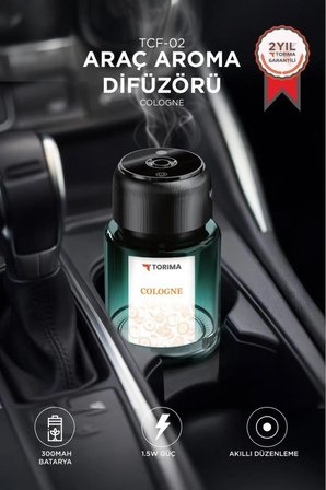 Torima TCF-02 Araç İçi Aroma Difüzörü Lazerli Akıllı Sensör Şarjlı Cologne Esanslı Araba Kokusu