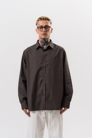 Erkek Poplin Oversize Gömlek Füme
