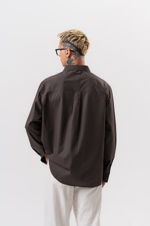 Erkek Poplin Oversize Gömlek Füme