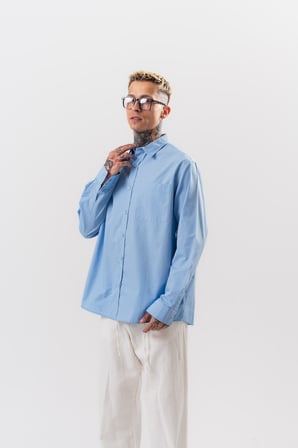 Erkek Poplin Oversize Gömlek Bebe Mavi