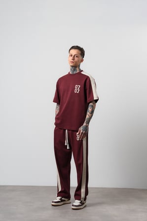 Erkek 07 Şerit Detaylı Regular Fit Eşofman Takımı Bordo