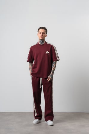 Erkek FFB Şerit Detaylı Regular Fit Eşofman Takımı Bordo