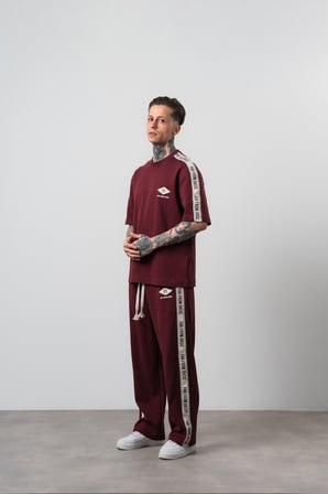 Erkek FFB Şerit Detaylı Regular Fit Eşofman Takımı Bordo