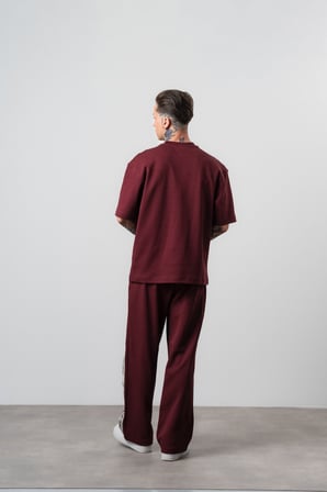 Erkek FFB Şerit Detaylı Regular Fit Eşofman Takımı Bordo
