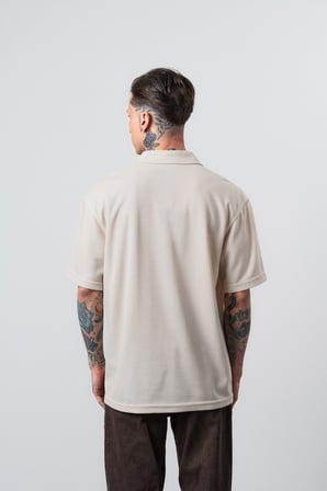 Erkek Senor Yazılı Polo Yaka Regular Fit T-Shirt Bej