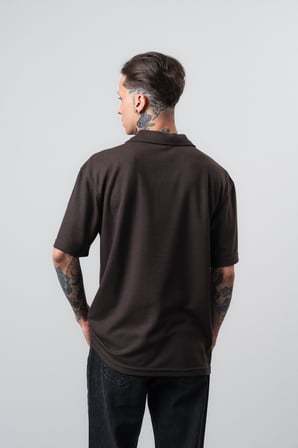 Erkek Senor Yazılı Polo Yaka Regular Fit T-Shirt Kahve