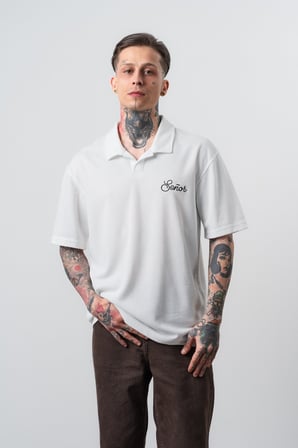 Erkek Senor Yazılı Polo Yaka Regular Fit T-Shirt Ekru