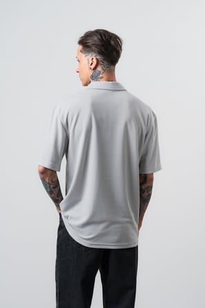 Erkek Senor Yazılı Polo Yaka Regular Fit T-Shirt Gri