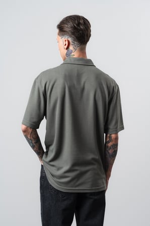 Erkek Senor Yazılı Polo Yaka Regular Fit T-Shirt Haki