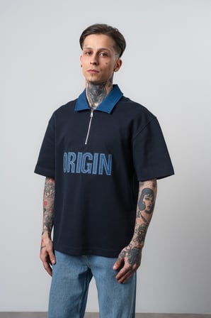 Erkek Origin Nakışlı Polo Yaka Regular Fit T-Shirt Lacivert