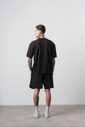 Erkek Route 07 Arma Detaylı Regular Fit T-Shirt Şort Takım Siyah