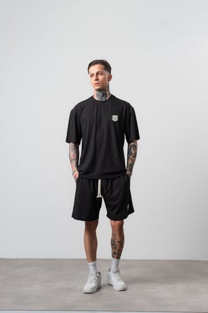 Erkek Route 07 Arma Detaylı Regular Fit T-Shirt Şort Takım Siyah