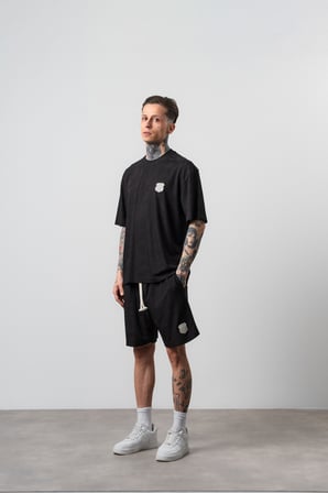 Erkek Route 07 Arma Detaylı Regular Fit T-Shirt Şort Takım Siyah