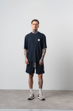Erkek Route 07 Arma Detaylı Regular Fit T-Shirt Şort Takım Lacivert
