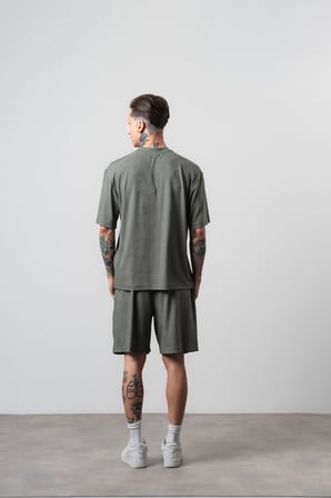 Erkek Route 07 Arma Detaylı Regular Fit T-Shirt Şort Takım Haki