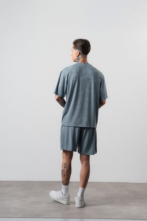 Erkek Route 07 Arma Detaylı Regular Fit T-Shirt Şort Takım Gri