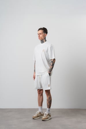 Erkek Route 07 Arma Detaylı Regular Fit T-Shirt Şort Takım Ekru
