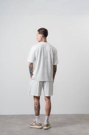 Erkek Route 07 Arma Detaylı Regular Fit T-Shirt Şort Takım Ekru