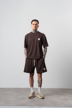 Erkek Route 07 Arma Detaylı Regular Fit T-Shirt Şort Takım Kahve