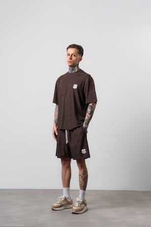 Erkek Route 07 Arma Detaylı Regular Fit T-Shirt Şort Takım Kahve