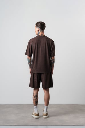 Erkek Route 07 Arma Detaylı Regular Fit T-Shirt Şort Takım Kahve