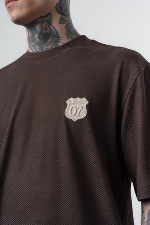 Erkek Route 07 Arma Detaylı Regular Fit T-Shirt Şort Takım Kahve