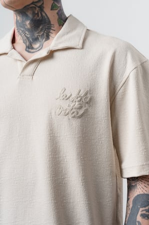 Erkek La Dolce Vita Yazılı Regular Fit T-Shirt Şort Takım Bej