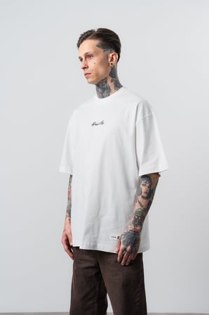 Erkek Private Baskılı Oversize T-Shirt Ekru