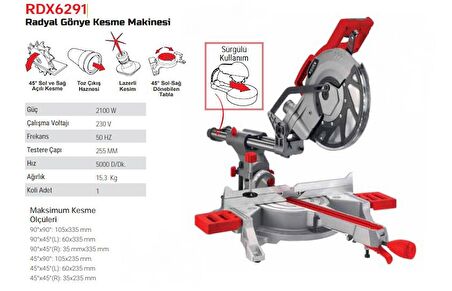 RODEX RADYAL GÖNYE KESME MAKİNESİ 2100 WATT