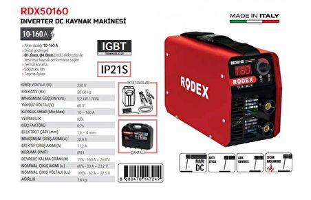 RODEX INVERTER DC KAYNAK MAKİNASI 10-160A 