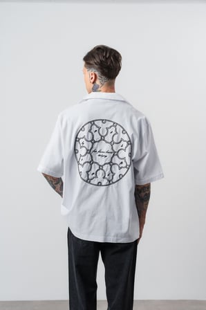 Erkek Itsbyzey Nakışlı Oversize Gömlek Beyaz