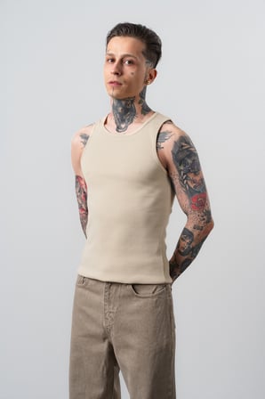 Erkek Tank Top Atlet Bej