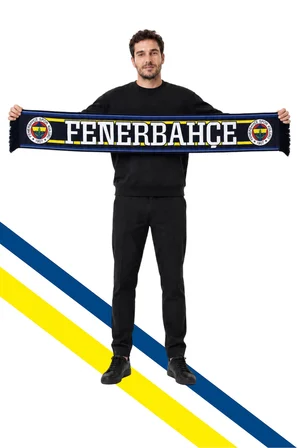Fenerbahçe Lacivert Üç Renkli Unisex Dokuma Atkı Lazer Kutu Hediyeli
