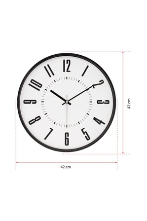 Siyah Kasa Beyaz Kadran Duvar Saati 42 Cm
