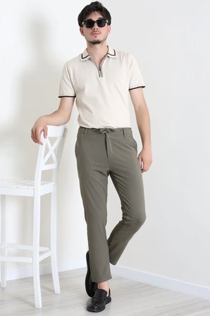Modi Green Dokuma Beli Lastikli Erkek Jogger Pantolon Koyuhaki - 42515.2091.