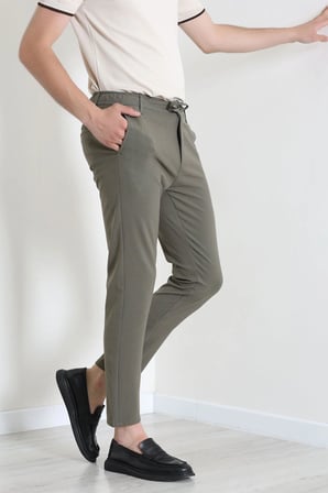 Modi Green Dokuma Beli Lastikli Erkek Jogger Pantolon Koyuhaki - 42515.2091.