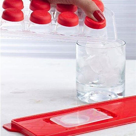 CT-STONES® 12li Kapaklı Yapışmaz Silikon Tabanlı Plastik Küp Buz Kalıbı
