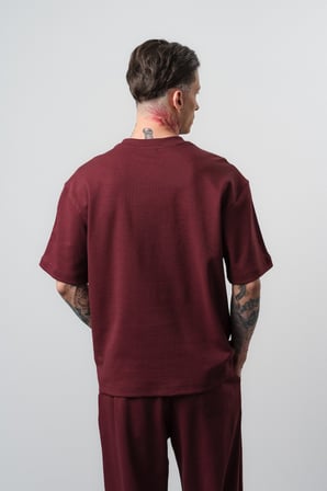Erkek 07 Şerit Detaylı Regular Fit T-Shirt Bordo