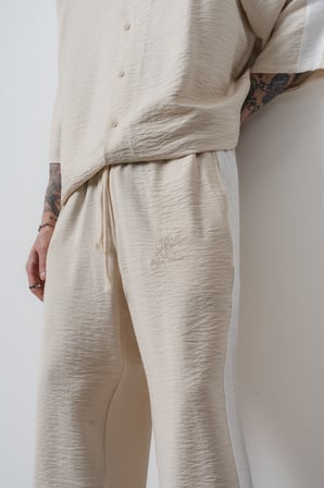 Erkek Respire District Nakışlı Baggy Pantolon Bej
