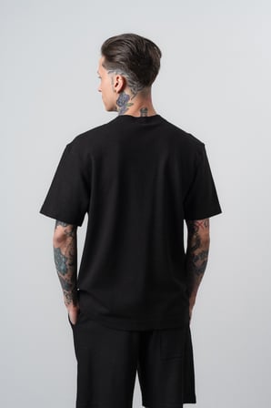 Erkek Pis Dikişli Regular Fit T-Shirt Siyah