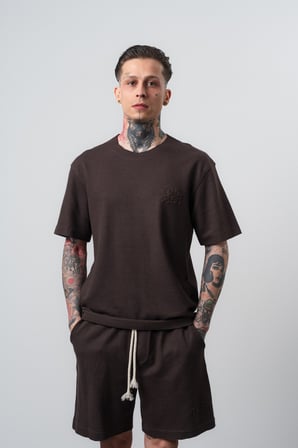 Erkek Pis Dikişli Regular Fit T-Shirt Kahve