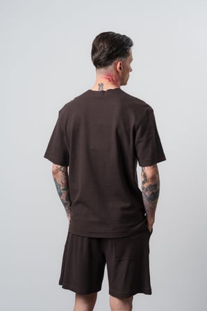 Erkek Pis Dikişli Regular Fit T-Shirt Kahve