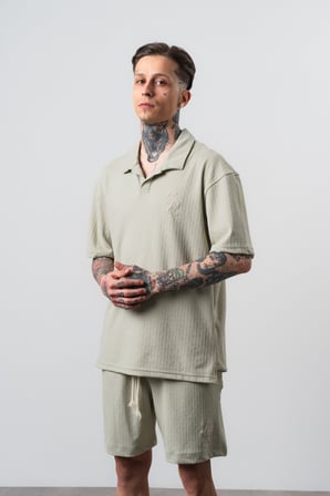 Erkek Respire Relined Yazılı Regular Fit T-Shirt Çağla